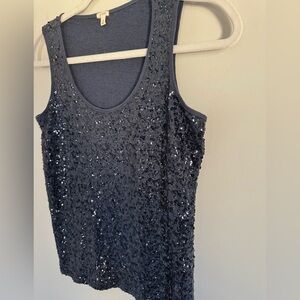 Sequin Tank Navy Blue size small